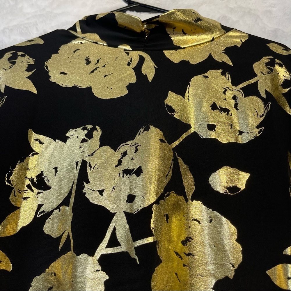New Rachel Roy Womens Black Gold Metallic Floral Sleeveless Plus Business 2X - Picture 3 of 10
